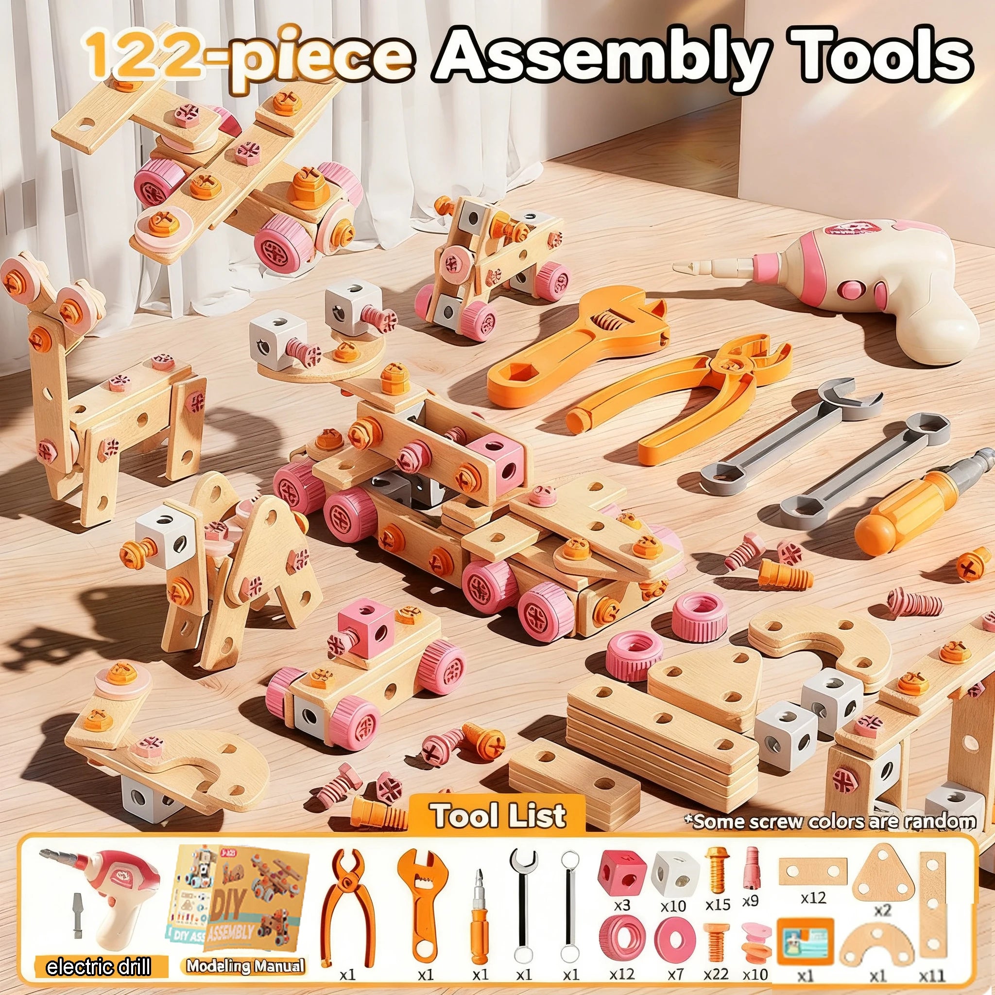 Kids Toolbox Puzzle Drill Toy Set Educational Screw Removal Electric STEM Gift
