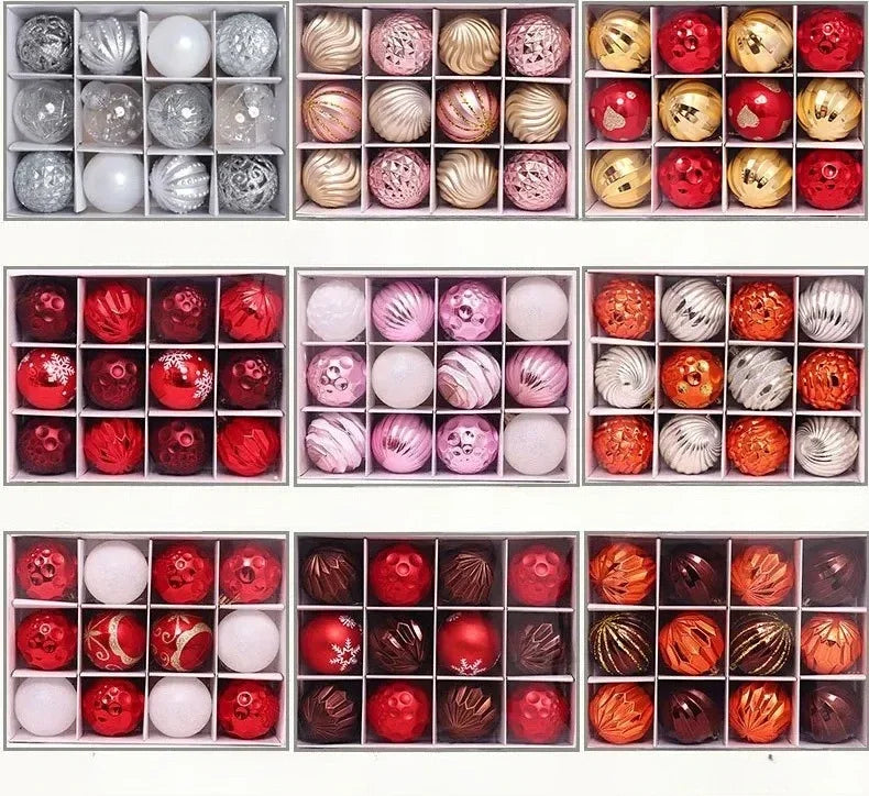 6cm Purple Red Christmas Ball Ornaments 12 Pcs Decorations