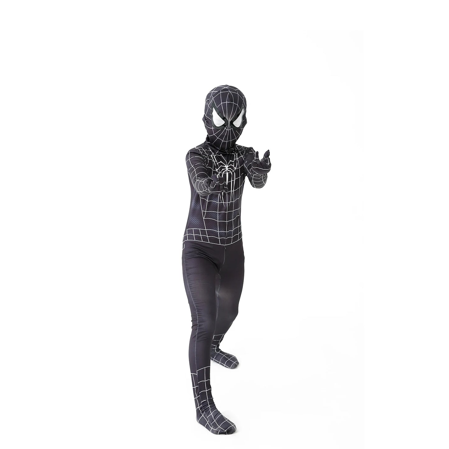 biack spider man  Superhero Costume Bodysuit for Kids Spandex Zentai Halloween Cosplay Jumpsuit 3D Style