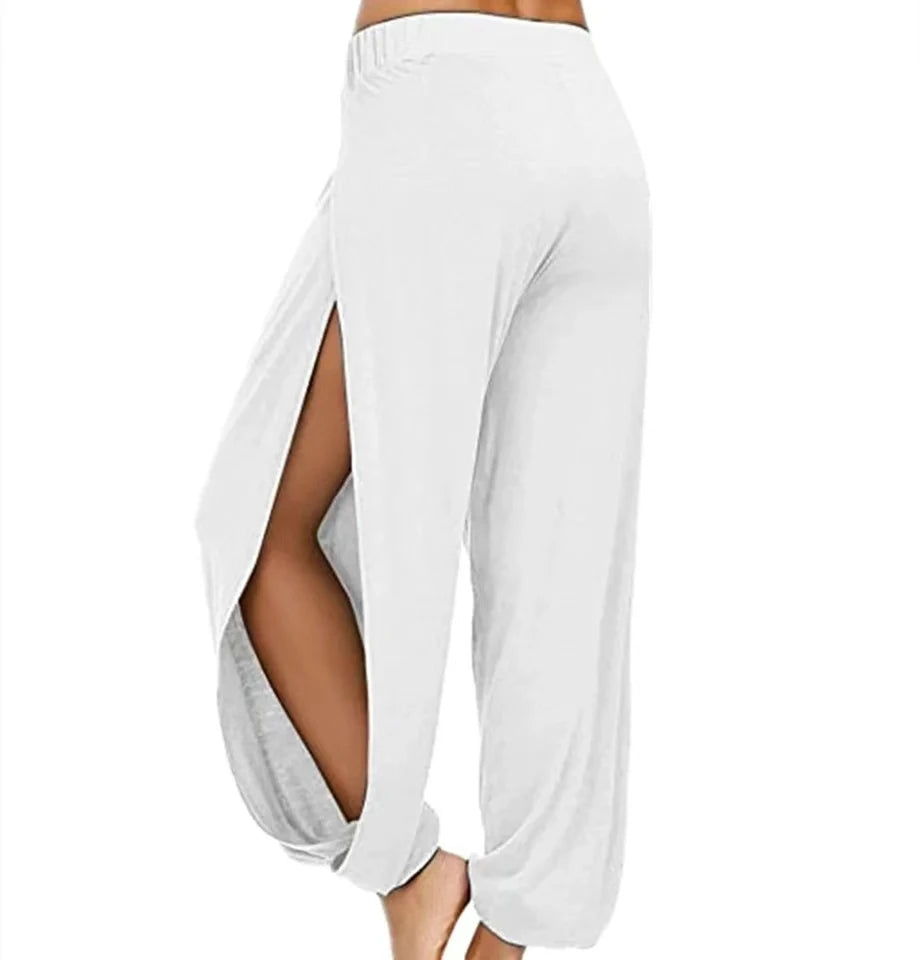 Women High Waisted Yoga Pants Wide Leg Slit Leggings