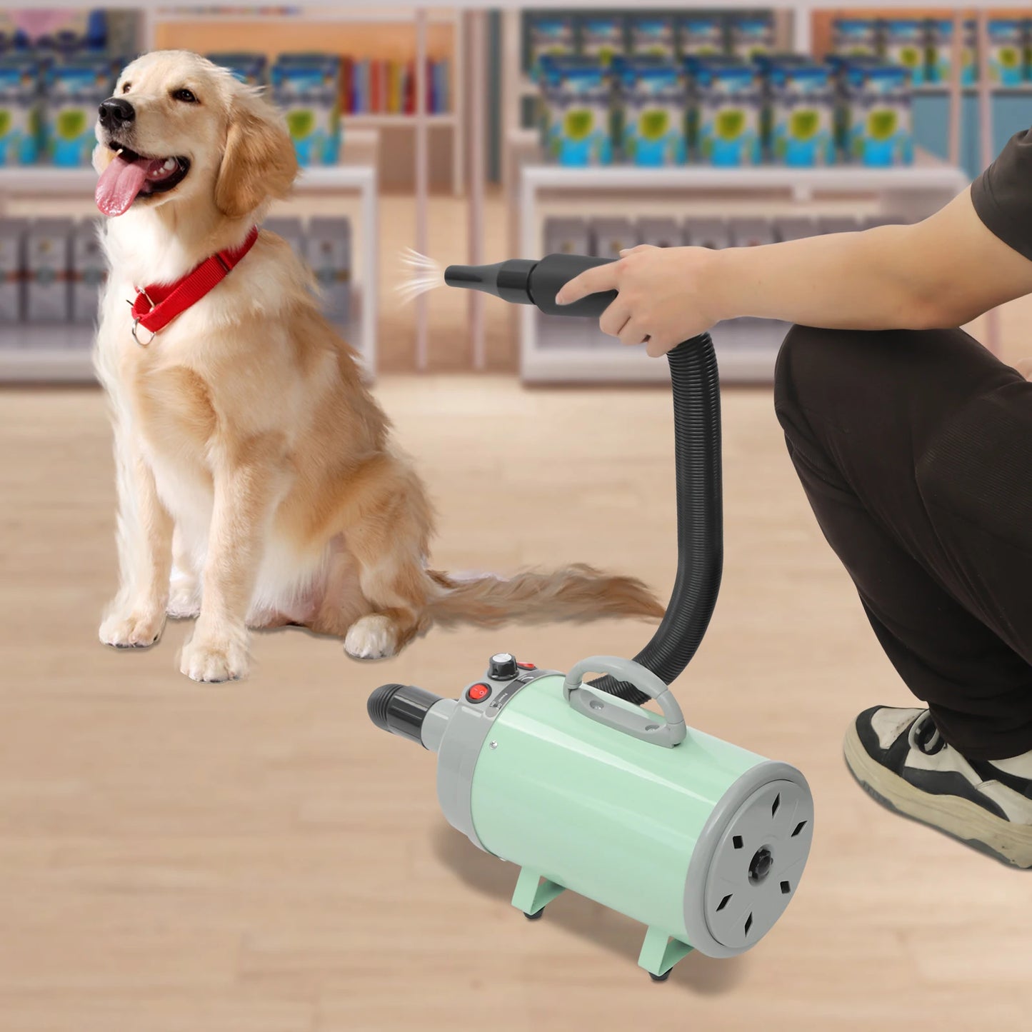 2200W Pet Hair Dryer with Adjustable Wind Speed and 4 Nozzles