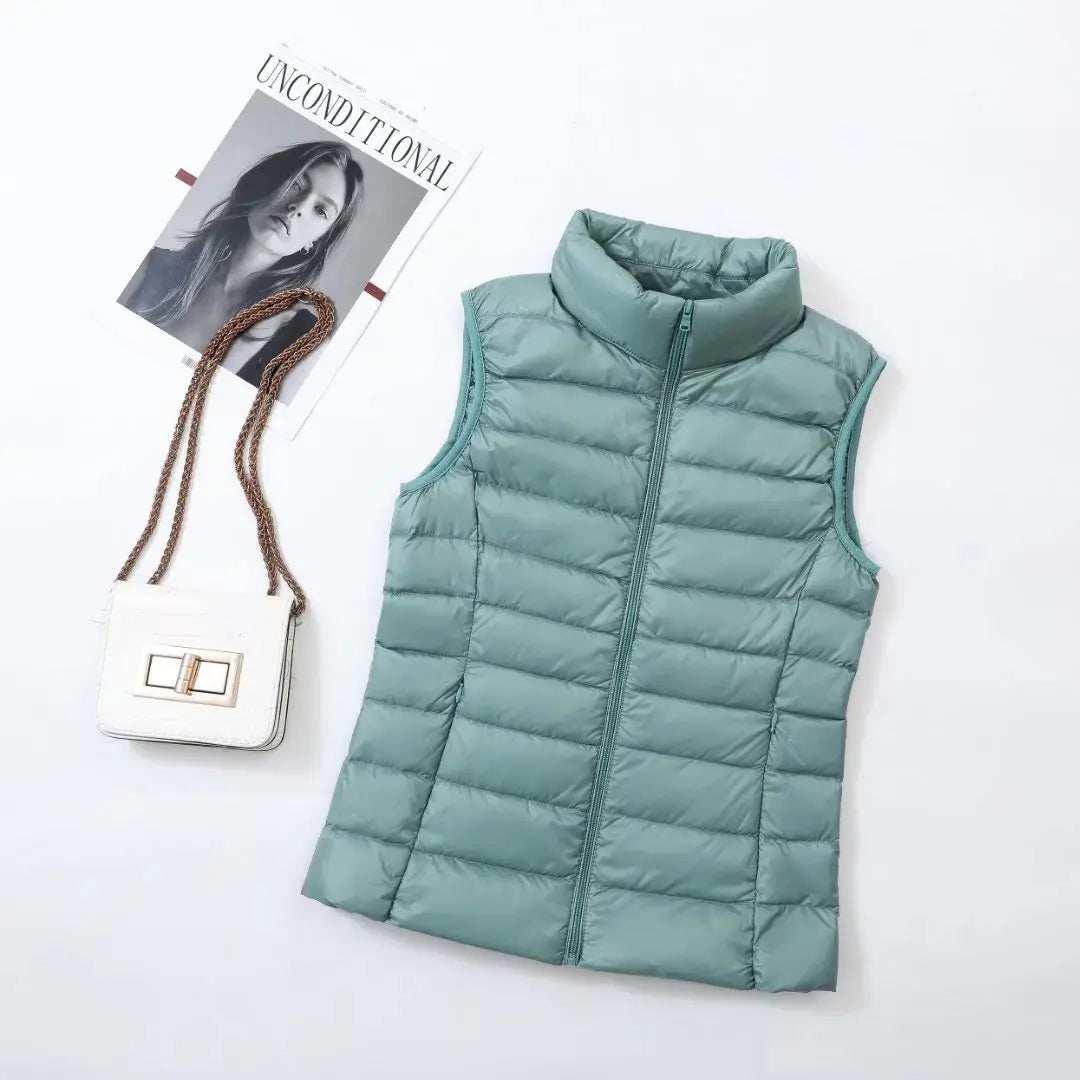 New 2024 Ultra Light Down Vest for Women Slim Sleeveless