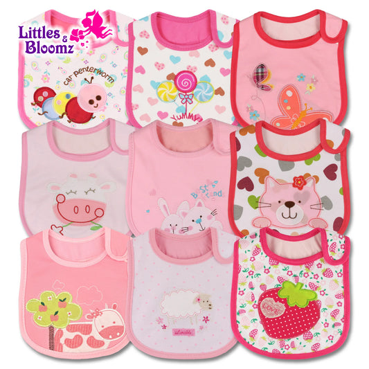 9Pcs/Set Baby Girl Boy Feeding Bibs Waterproof Cartoon Towel