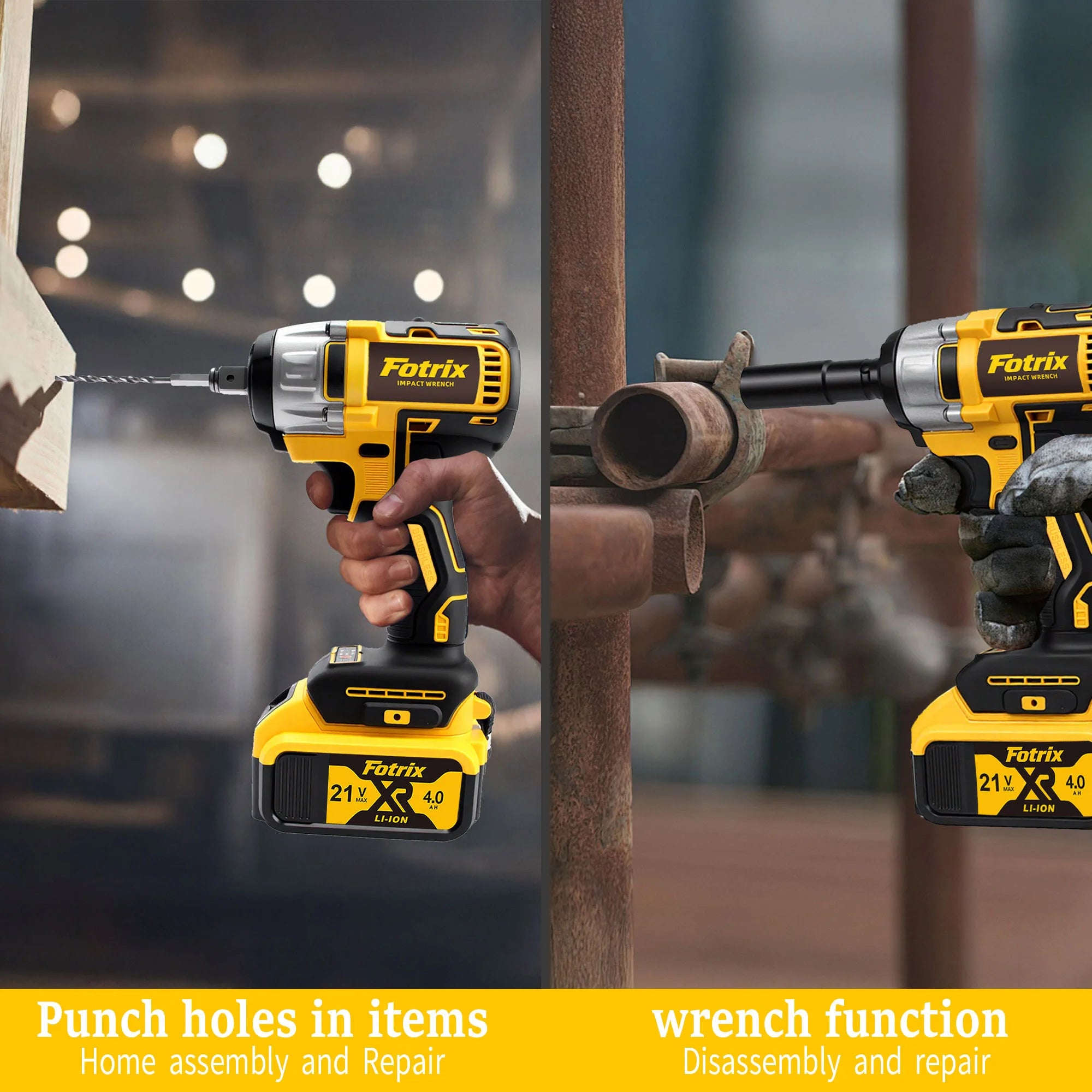 Cordless Brushless Impact Wrench 665 Ft Lbs 900 Nm Electric Driver 2x4000mAh