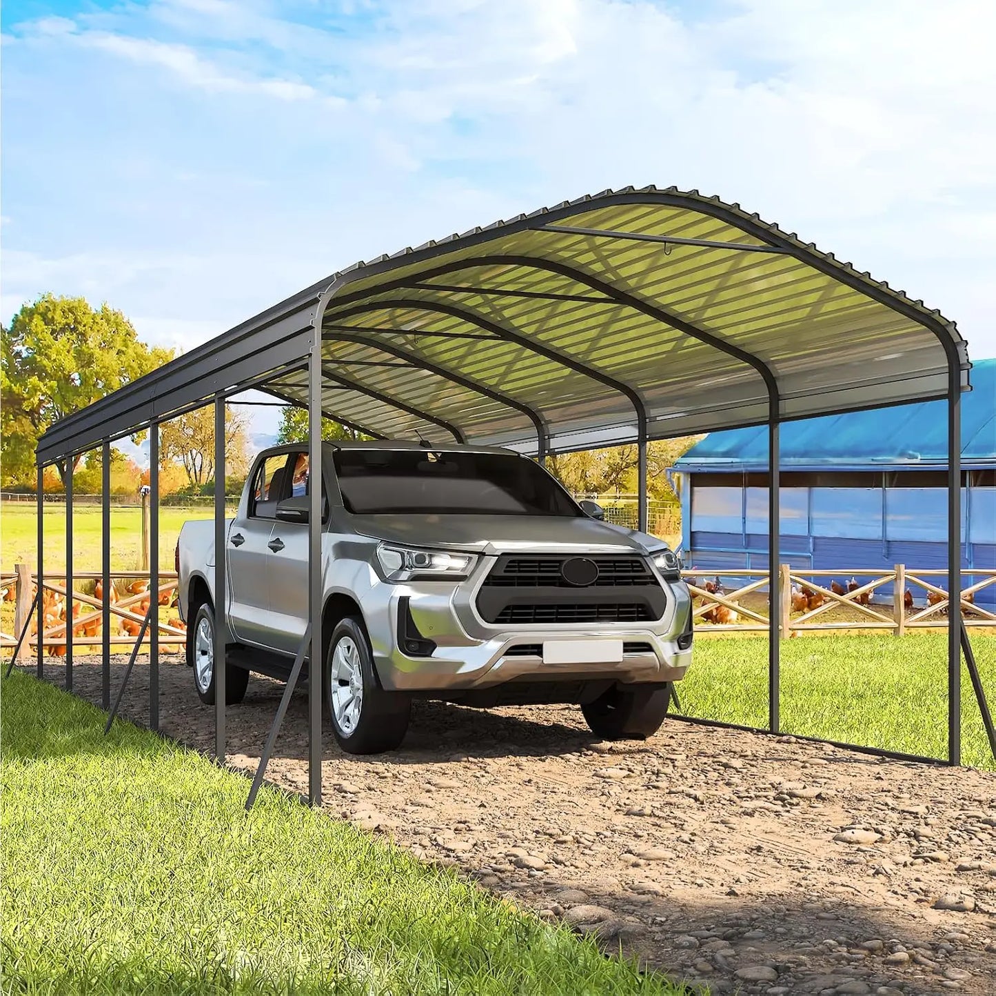 Metal Carport with Enhanced Base and Updated Frame Structure, Heavy Duty Carports Canopy with Galvanized Steel