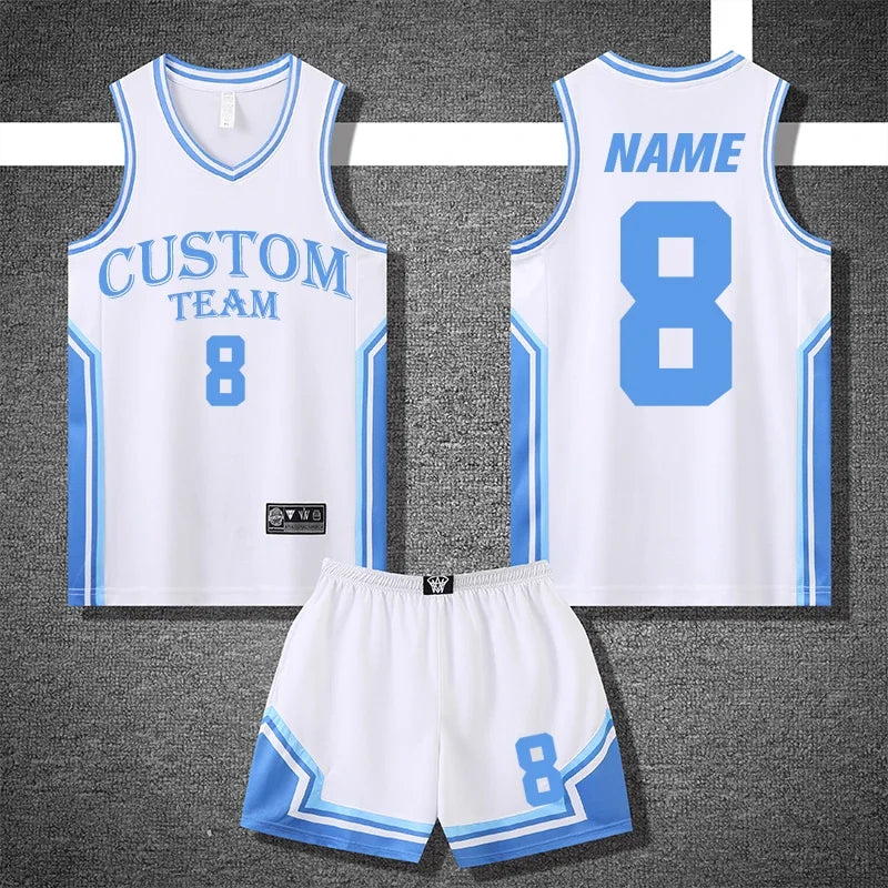 Men's Plus Size Quick Dry Basketball Jersey Set Uniform For Training YW S011