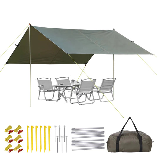 Beach Tent Sun Shelter UPF50 Plus with Ground Pegs and 2 Aluminum Poles Waterproof Multifunctional Beach Tent Sun Shade for Camping