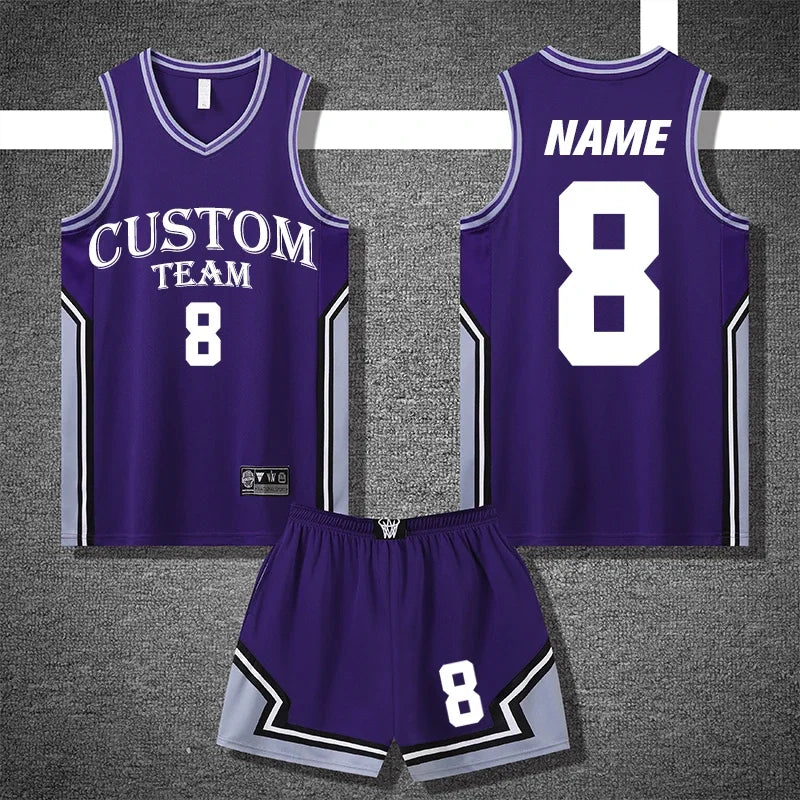 Men's Plus Size Quick Dry Basketball Jersey Set Uniform For Training YW S011