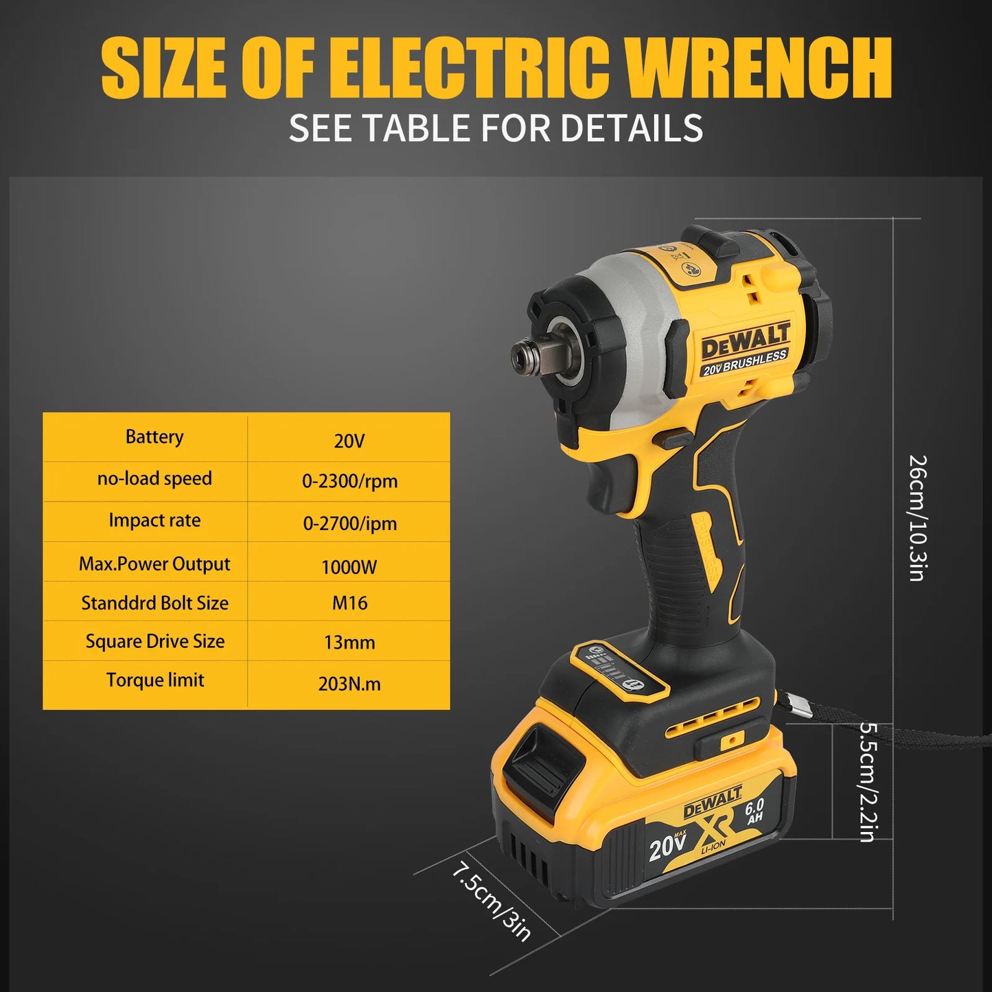 DeWalt DCF850 20V Lithium Ion Cordless Impact Wrench High Torque Rechargeable Power Tool for Pros and DIYers