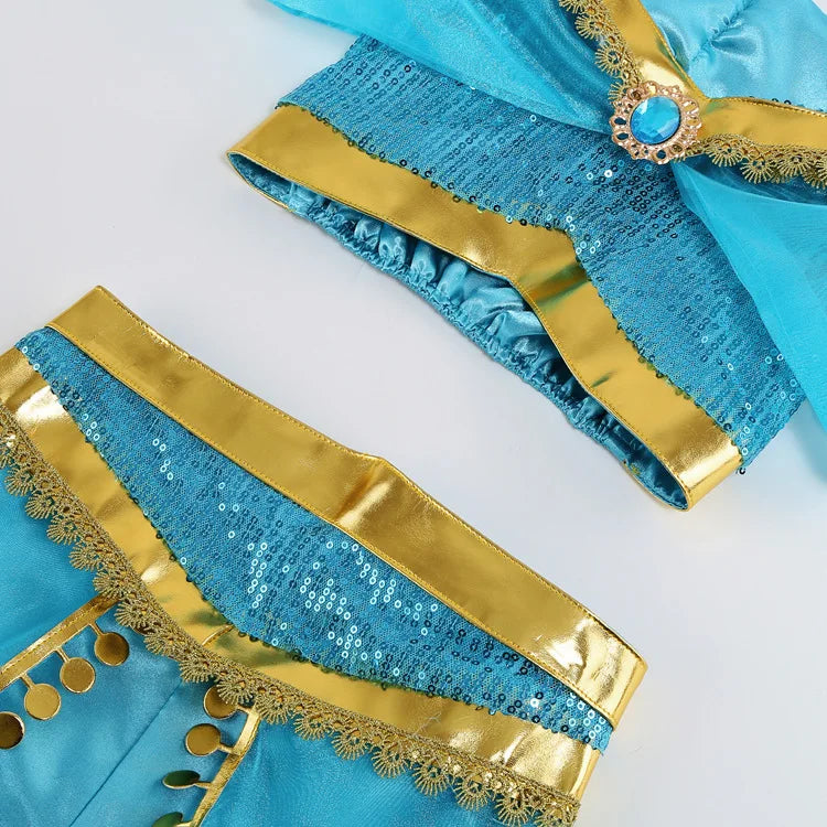 Disney Aladding and the Magic Lamp Jasmine Fairy Costume Princess Dress up for Little Girl Fancy 2024 Halloween Carnival Cosplay