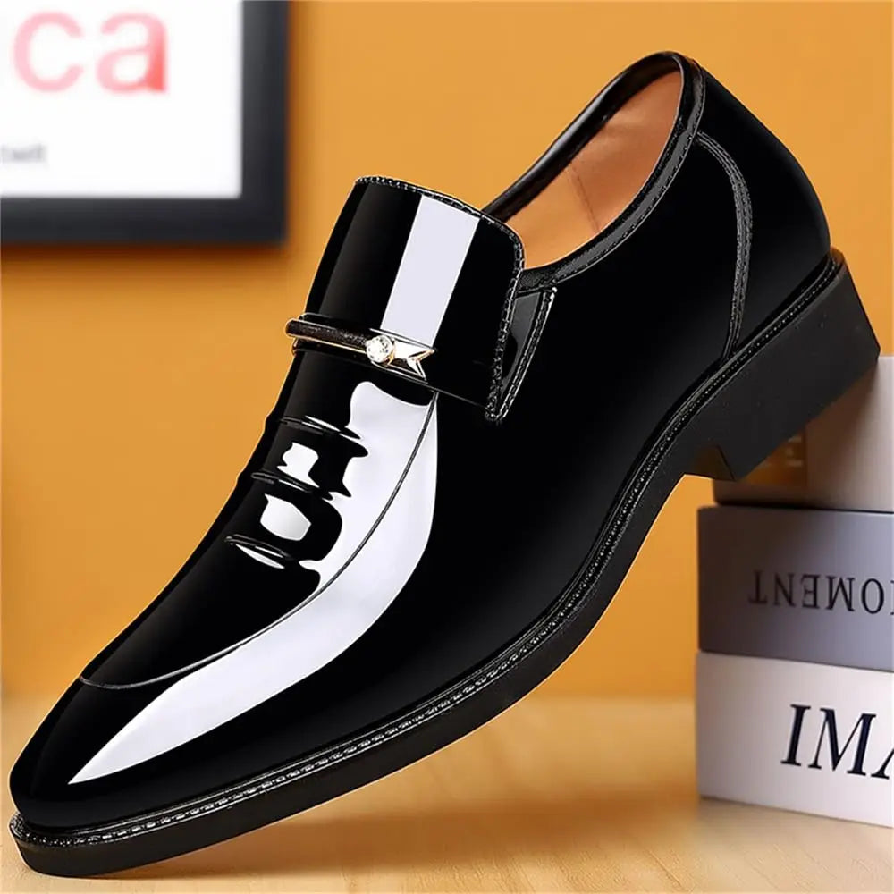 Mens High Gloss Patent Slip On Loafers Dress Shoes Formal Comfort