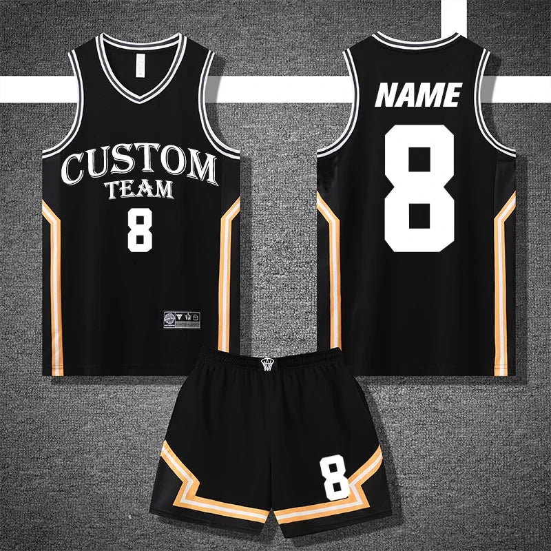 Men's Plus Size Quick Dry Basketball Jersey Set Uniform For Training YW S011