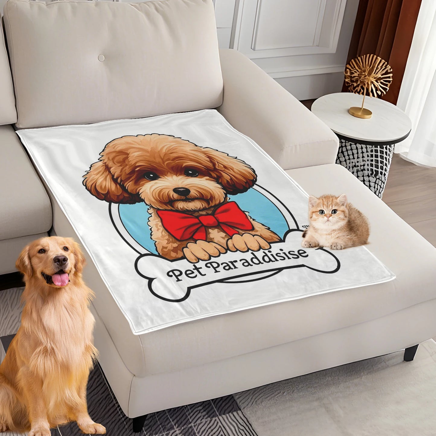 Dog Bed Mat Blanket Soft Fluffy Pet Blanket Dog Pattern