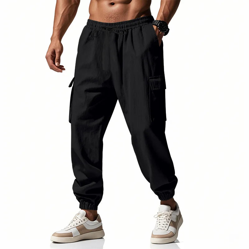 Mens Cotton Linen Work Pants Breathable Casual For Spring Autumn Beach