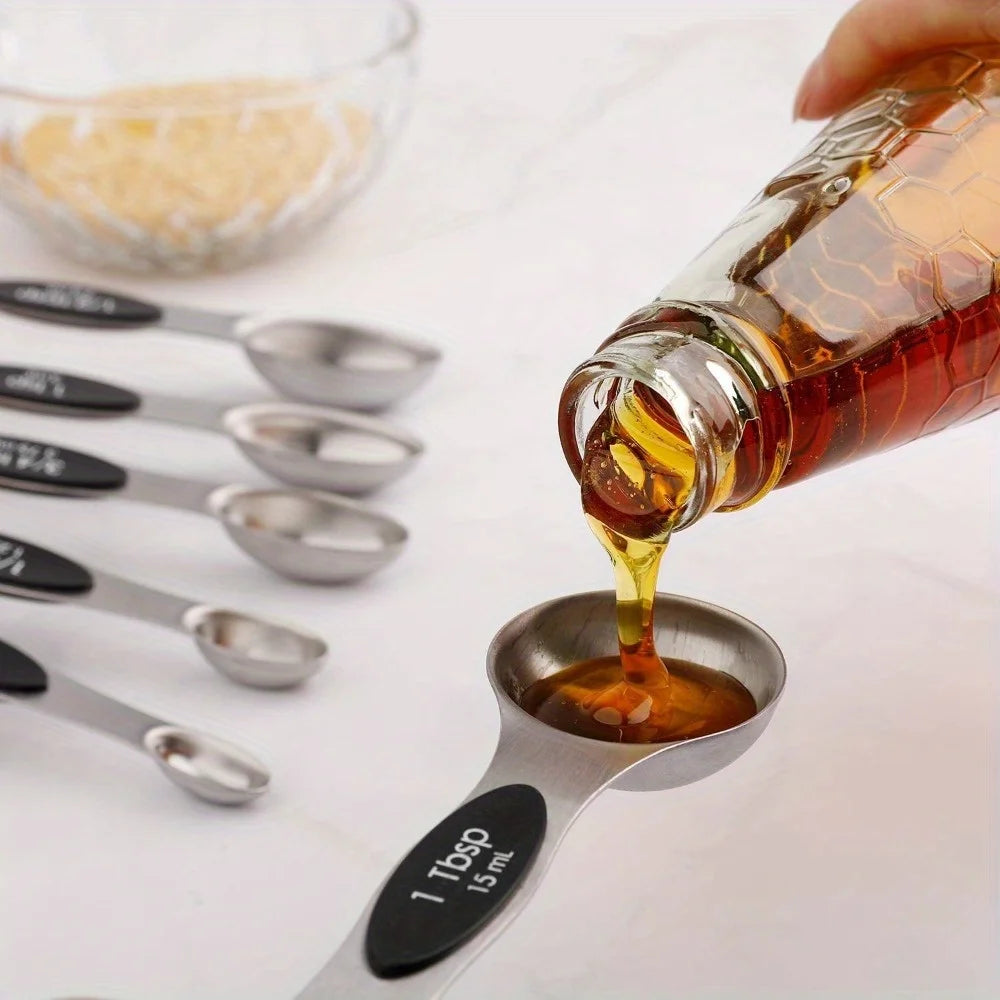 Magnetic Measuring Spoons Set of 6 Dual Sided Stainless Steel