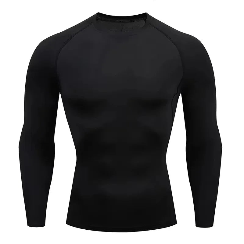 Men 2025 Long Sleeve Turtleneck Compression Rash Guard Base Layer Shirt