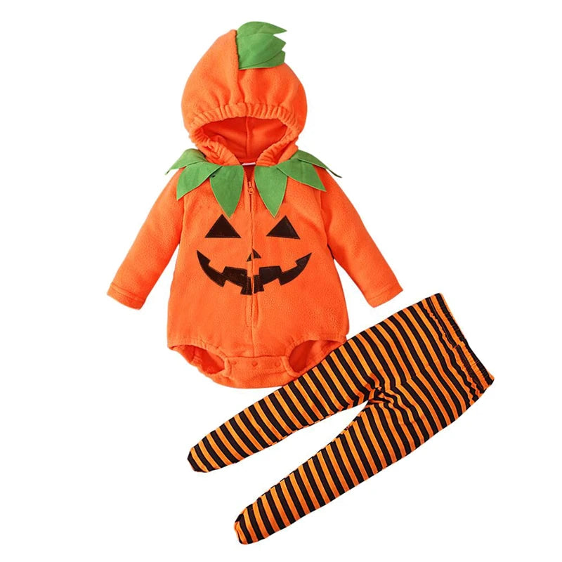 3-24M pumpkin Cosplay Baby Girls Boys Halloween Costume Sets Long Sleeve Cosplay jumpsuit for boys Carnival Party Clothes