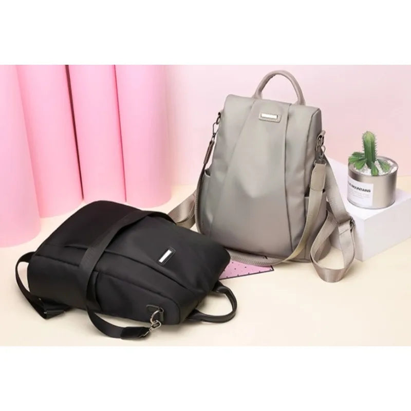 Anti Theft Womens Backpack 2024 Korean Style Nylon Canvas Oxford Bag