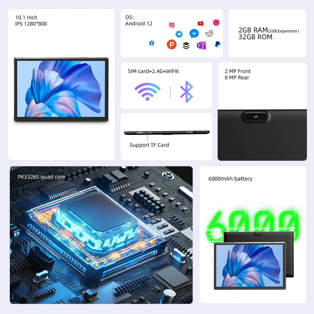 10 Inch Android Tablet RK3326S 4 Core 4GB RAM 32GB ROM