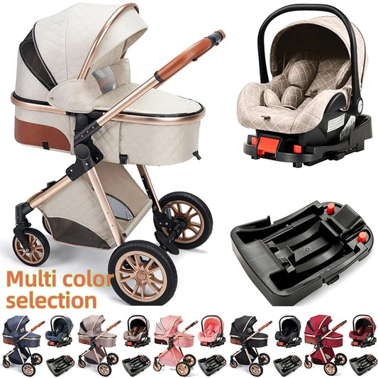 3-in-1 Baby Stroller That Can Sit Or Lie Down With ISOfix Interface Baser Multi-Purpose Luxury Newborn Travel Baby Stroller
