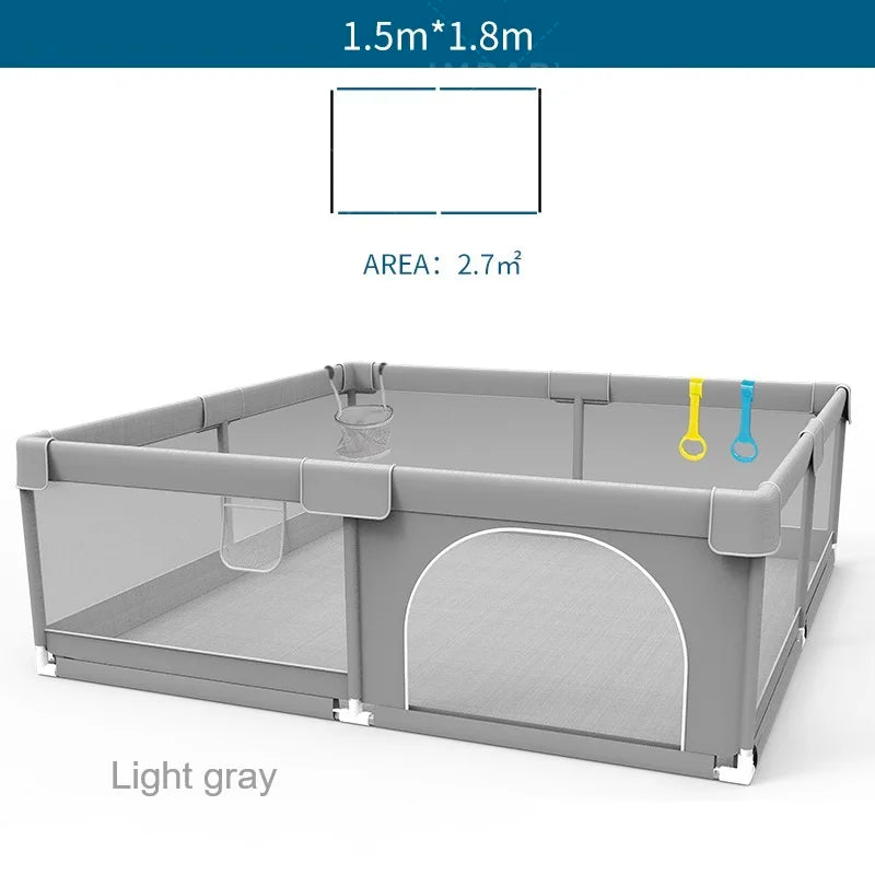 IMBABY Spacious Baby Playpen Washable Safety Barrier for Toddlers Light Gray Indoor Activity Center