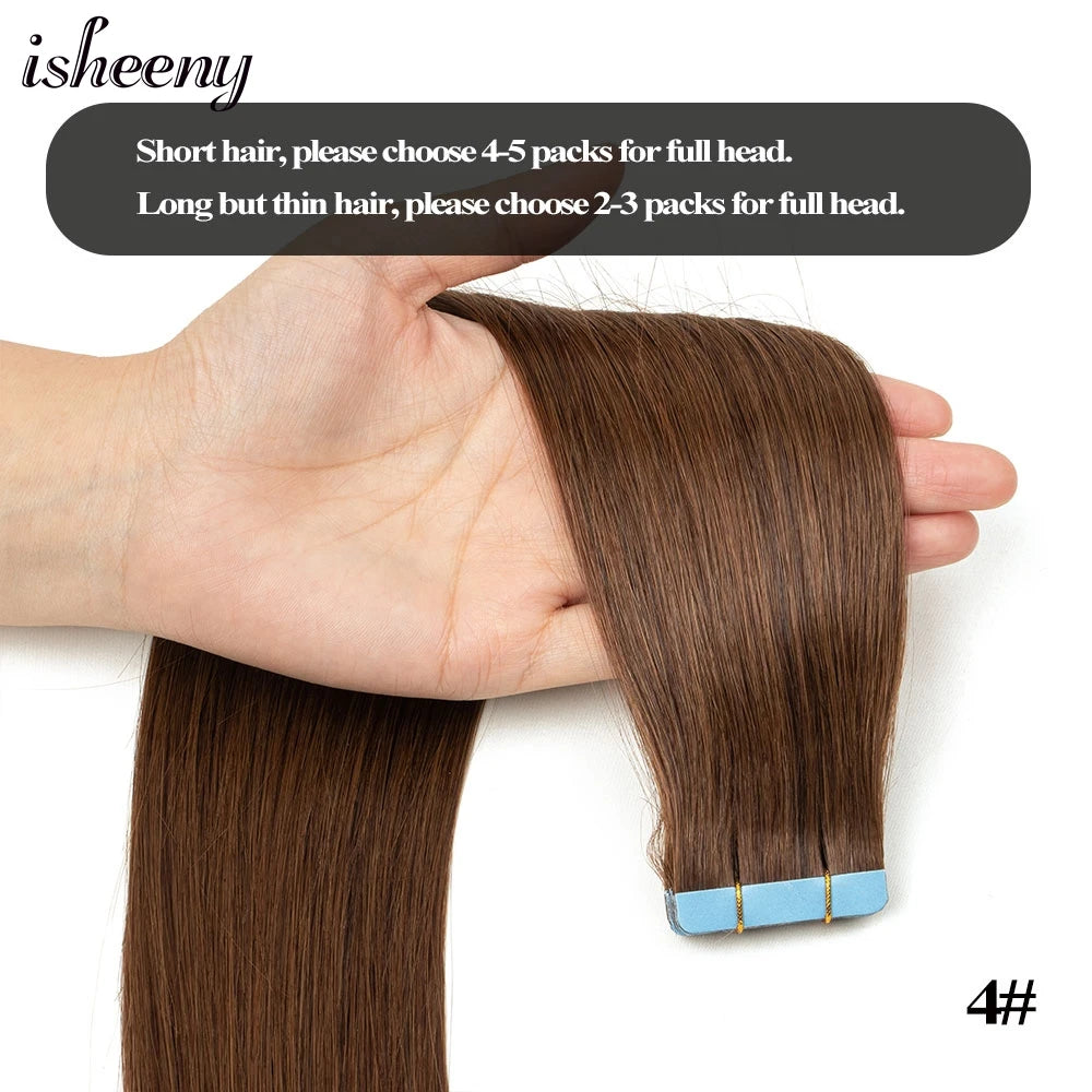 Isheeny Tape In Hair Extensions Non Remy 12 To 24 Inch Natural Blonde Skin Weft