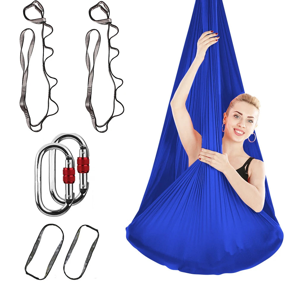 4M Aerial Yoga Hammock Set with Extension Straps and Carabiners