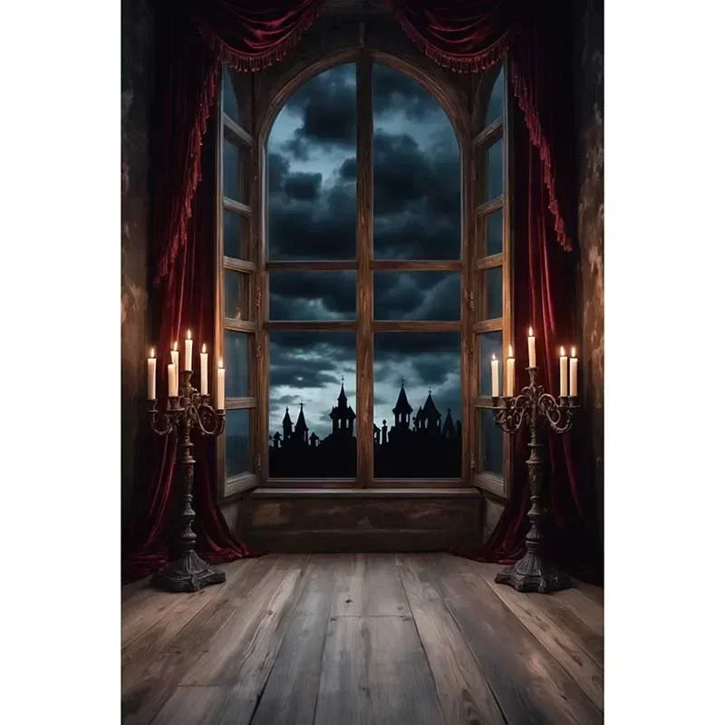 Halloween Party Backdrop Full Moon Horror Night Castle Pumpkin Outdoor House Party Decoration Banner Photography Background