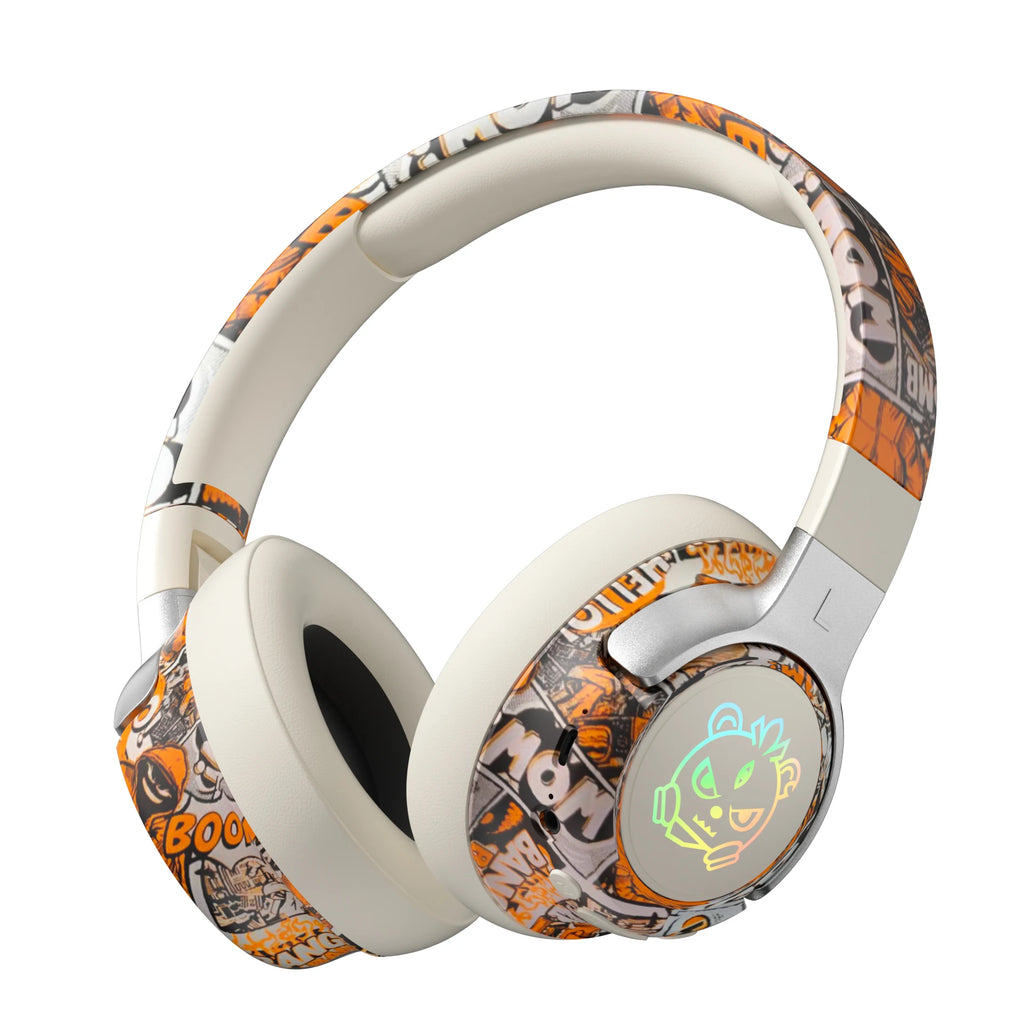 SYT12 Graffiti LED Light Up Wireless Bluetooth Headphones Foldable Gaming