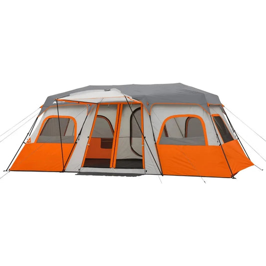 The Ozark Trail 12-Person Instant Cabin Tent with Integrated LED Lights is designed to provide spacious and comfortable accommodations for large groups or families during outdoor adventures. Its instant setup feature allows f