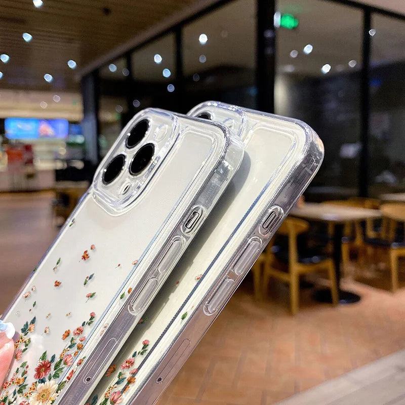 Floral Clear Silicone Phone Case For IPhone 17 Pro Max 16 15 14 13 12 11 SE
