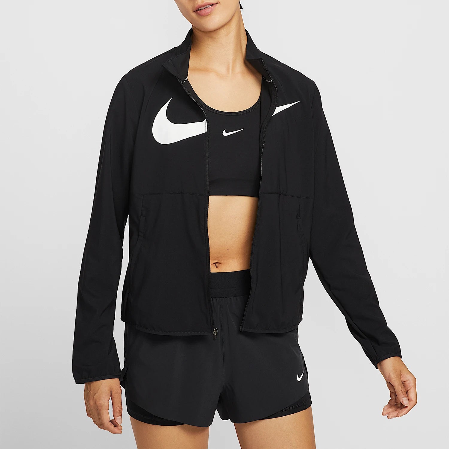 Nike Dri Fit Womens Lightweight Woven Running Jacket Stand Up Collar HV2648010