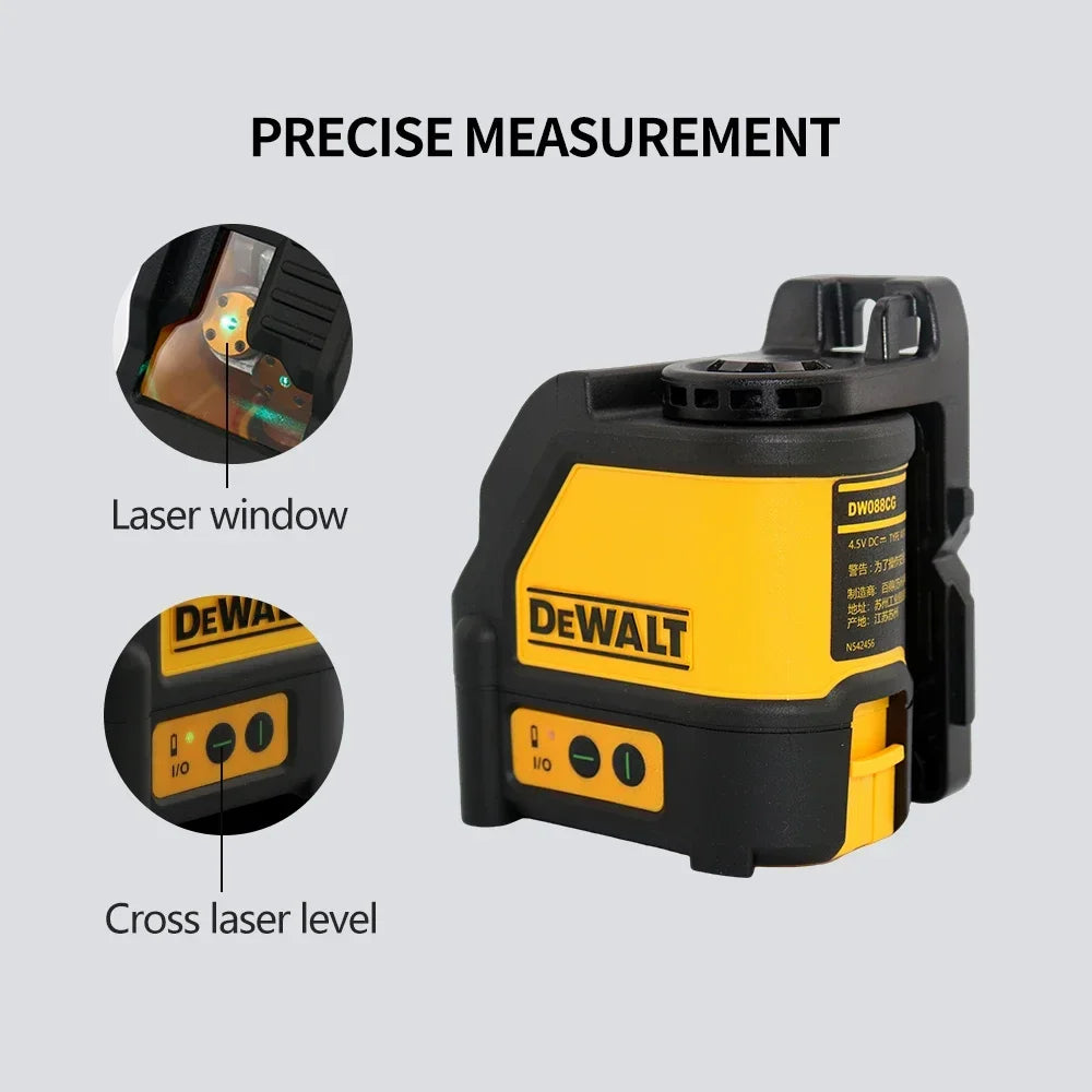 DeWalt DW088CG Green Laser Level Two Line Automatic Leveling High Precision Horizontal and Vertical Marking