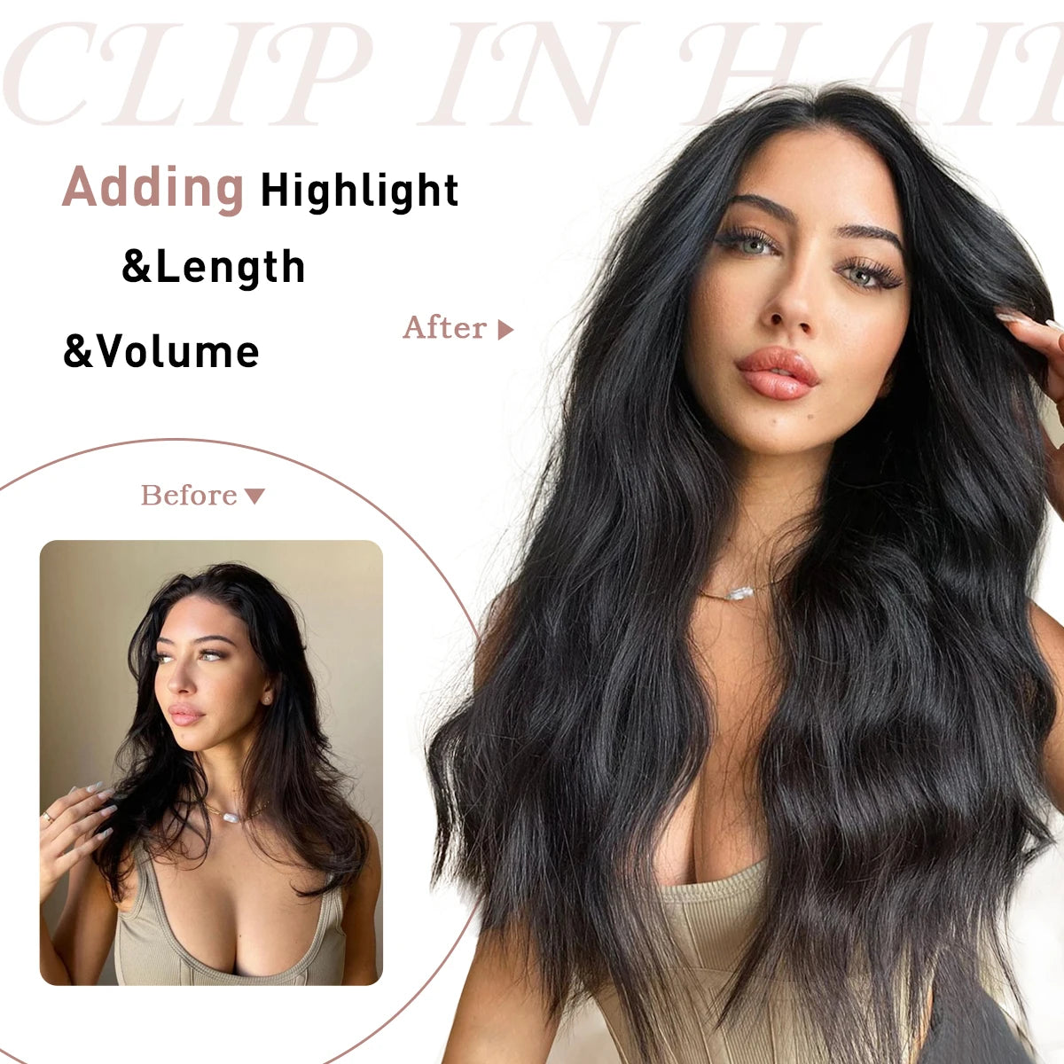 1B Natural Black Premium Real Human Hair Clip-in Extensions