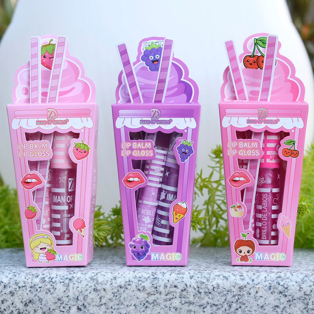 Glory Carrot Ice Cream Lip Gloss Set Waterproof Long Lasting Hydrating Lip Balm