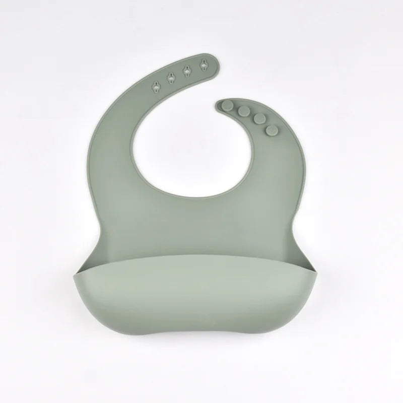 Baby Silicone Bib Waterproof Soft Solid Color Adjustable Bibs
