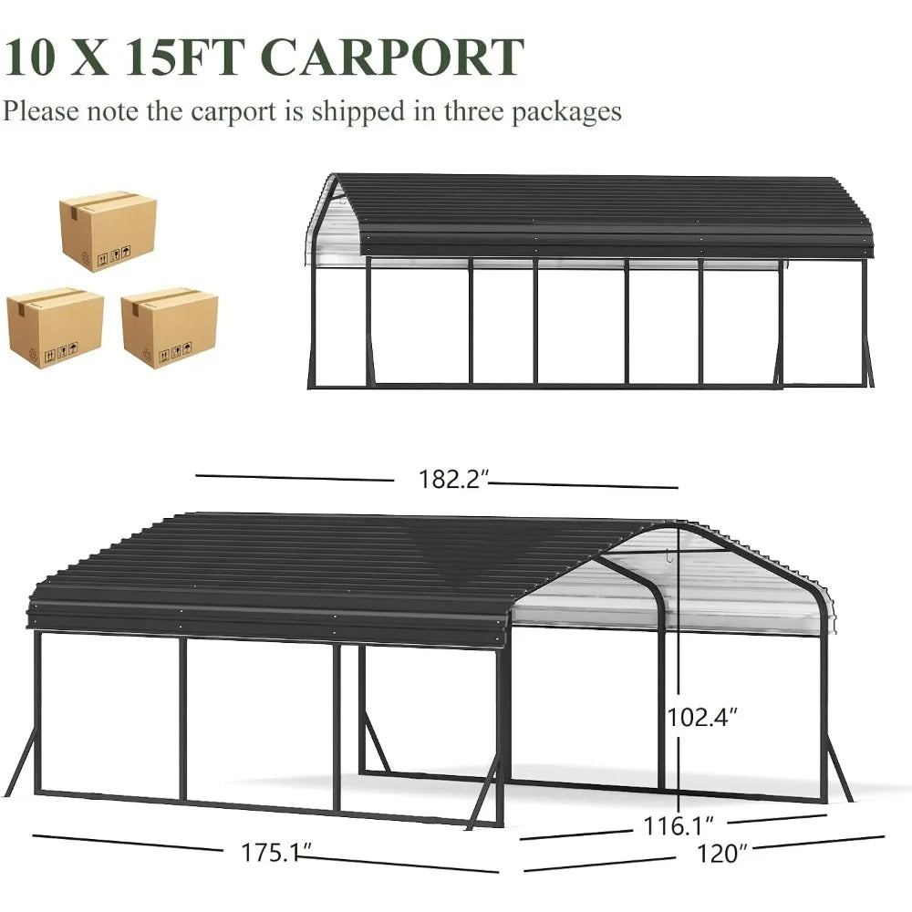 Metal Carport with Enhanced Base and Updated Frame Structure, Heavy Duty Carports Canopy with Galvanized Steel