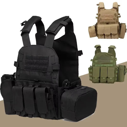 Nylon Tactical Vest Body Armor Hunting Carrier Airsoft Accessories CS Combat MOLLE Camo Military Army Vest for Outdoor Use