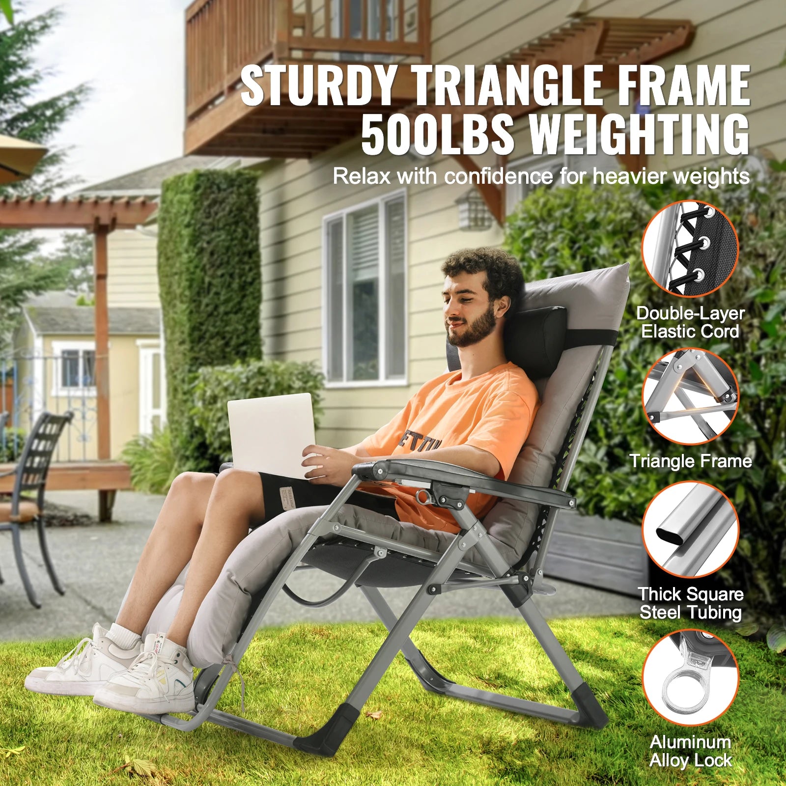 SucceBuy Zero Gravity Chair Adjustable Recliner With Cushion Footrest Cupholder