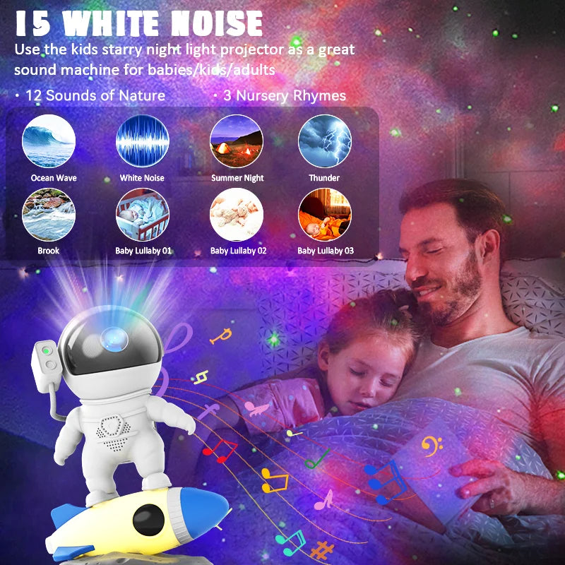 Kids Rocket Star Projector Night Light With Remote Control 360 Degree Nebula