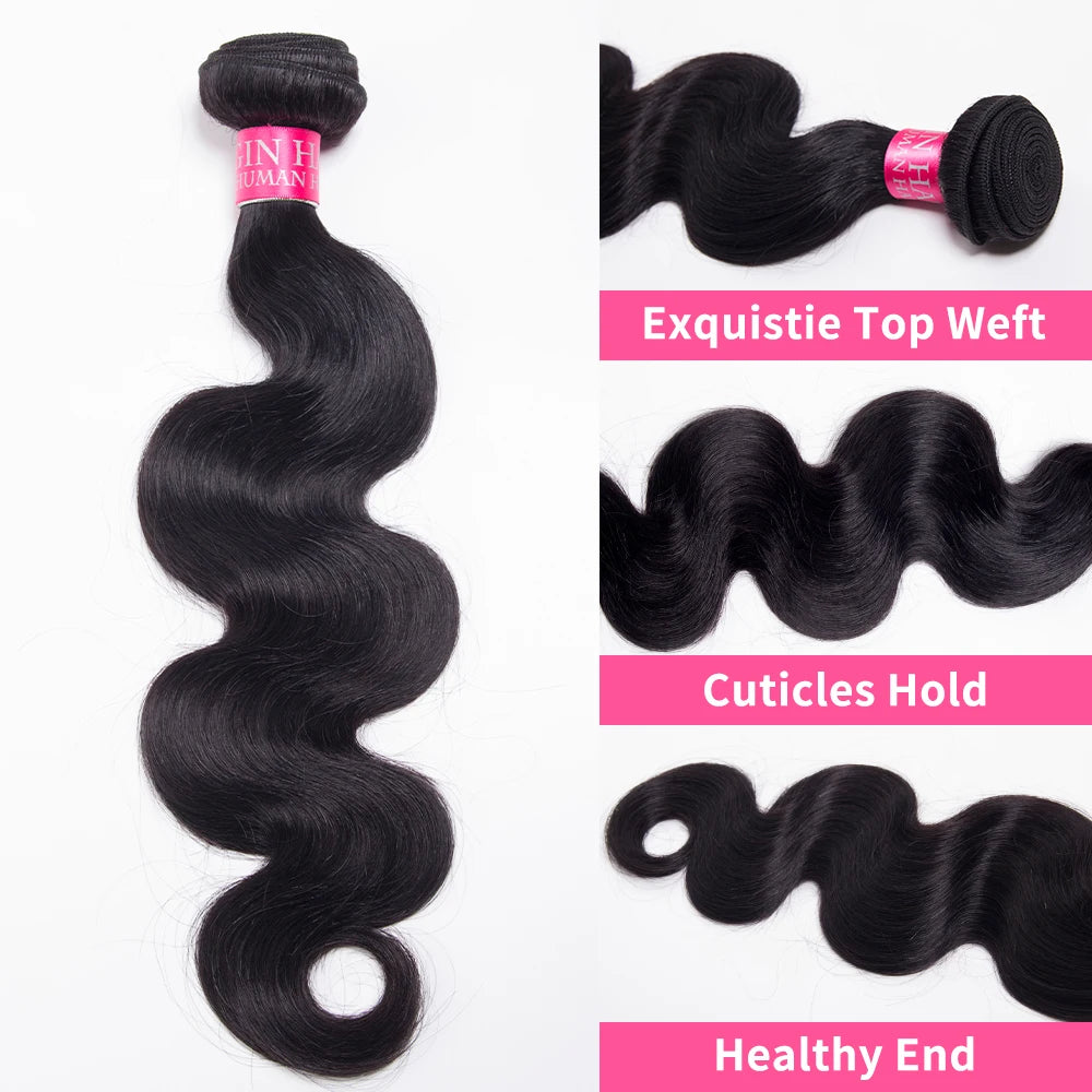 14 Inch 16 Inch 18 Inch Body Wave Brazilian 100 Percent Remy Human Hair Bundles Natural Black Weave Extensions