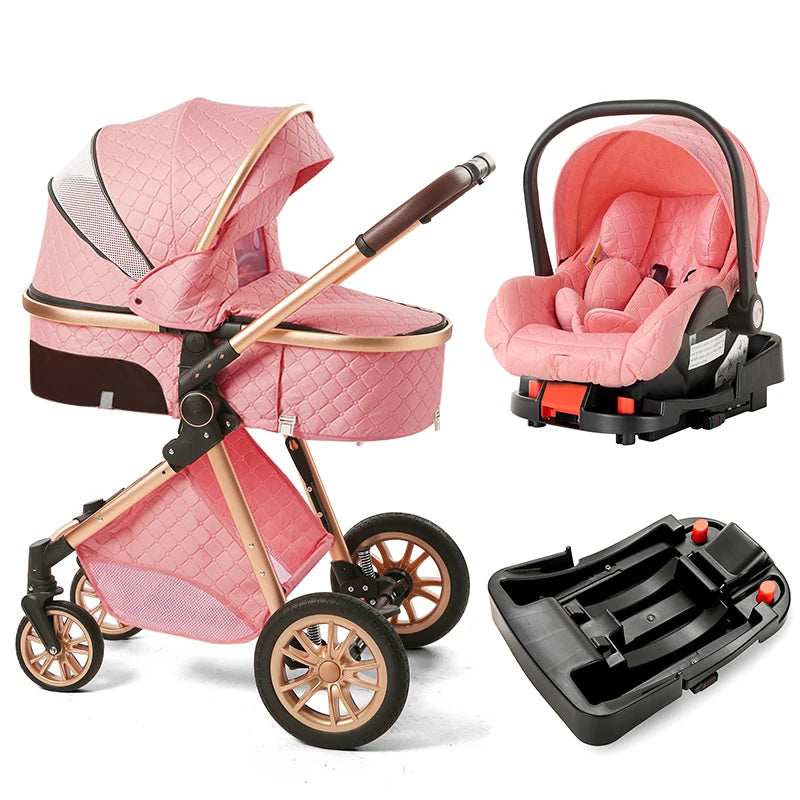 3-in-1 Baby Stroller That Can Sit Or Lie Down With ISOfix Interface Baser Multi-Purpose Luxury Newborn Travel Baby Stroller