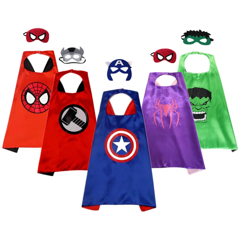 Superhero Cape Captain America Shield Costume Children Halloween Mask Dress Up Gift Costume