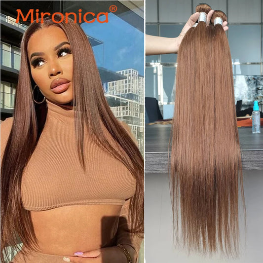 Brown Peruvian Remy Human Hair Bundles Straight Weave Extensions 100G Each for African American Women