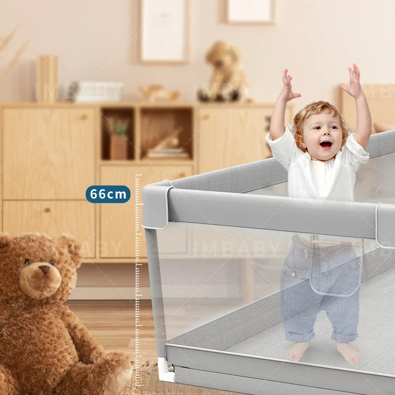 IMBABY Spacious Baby Playpen Washable Safety Barrier for Toddlers Light Gray Indoor Activity Center