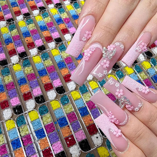 12Grids Colorful Acrylic Flower Nail Charms 1000 Mini Resin