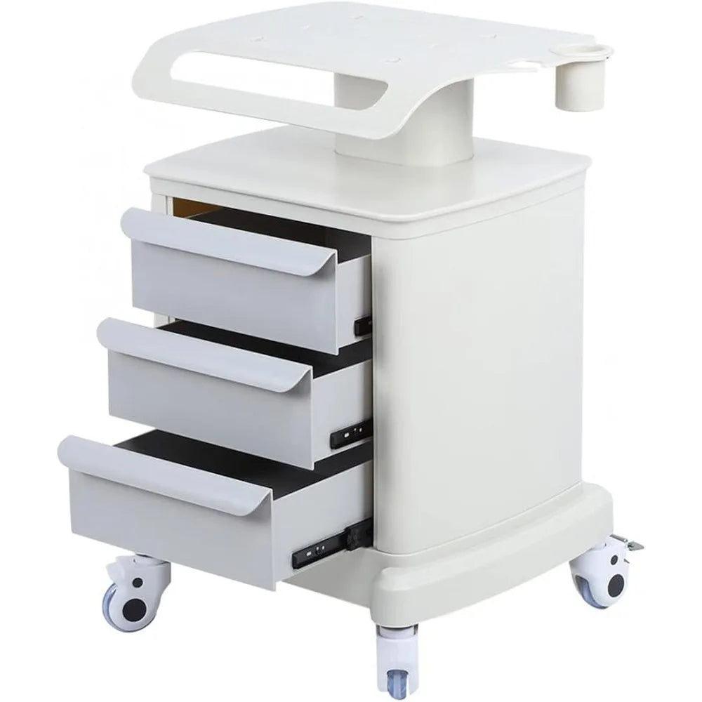 Beauty Salon Rolling Trolley Cart with 3 Drawers, 3-Layer Rolling Trays Cabinet Cart with Wheels,Medical Den-tal Mobile Utility