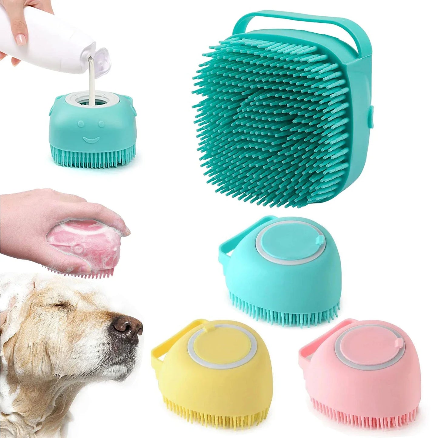Pet Dog Bath Massage Brush Comb Bathroom Shower Grooming Shampoo Dispenser Cleaning Gloves Multibrush for Dogs Cats