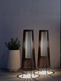 2 Piece Floor Solar Light Wicker Solar Patio Lamp Waterproof Outdoor Deck Lamp for Porch Yard Garden Lawn Decorations
