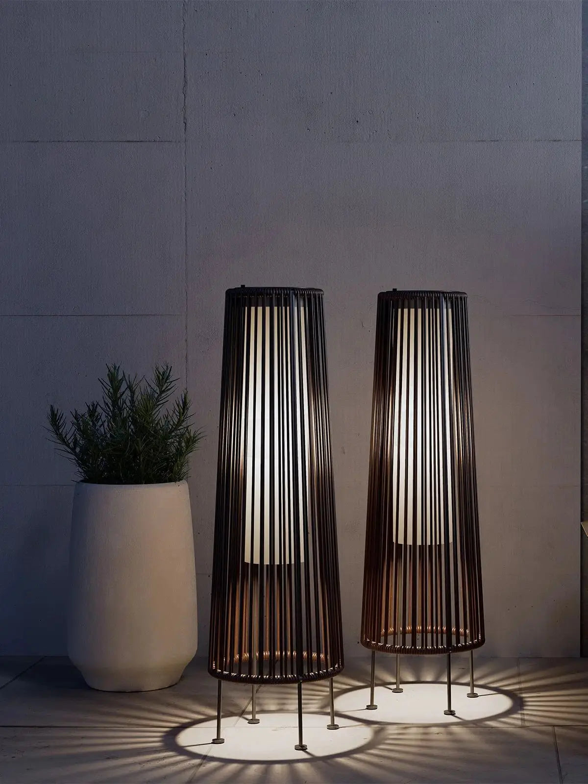 2 Piece Floor Solar Light Wicker Solar Patio Lamp Waterproof Outdoor Deck Lamp for Porch Yard Garden Lawn Decorations